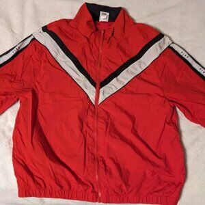 Red Zip-Up Jacket W/ Diagonal Stripe PINK